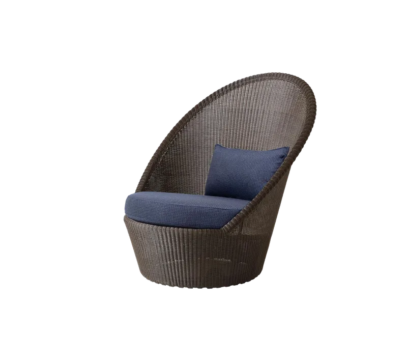 Kingston sunchair w/wheels by Cane-line in Mocca, small round Weave, Blue, Link w/QuickDry & Airflow – product photo 2 of 2