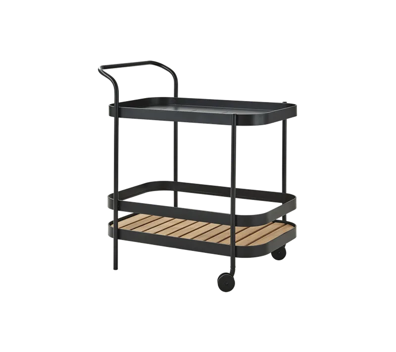 Roll bar trolley by Cane-line in Lava grey, aluminium w/teak – product photo