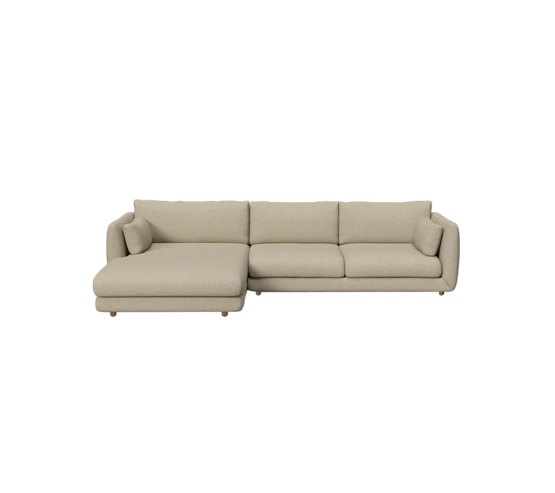 Bloom 2-seater sofa with chaise longue, right and teak legs von Cane-line in Brown, Lola – Produktfoto