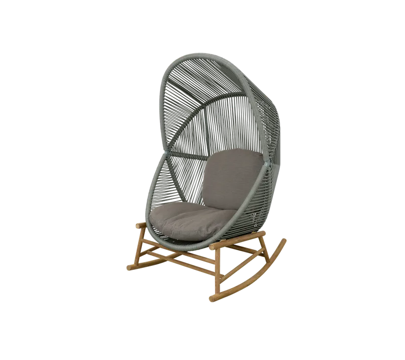 Hive rocking chair de Cane-line en Dusty green, small round core Weave, Teak, Taupe, AirTouch w/QuickDry & Airflow – photo du produit