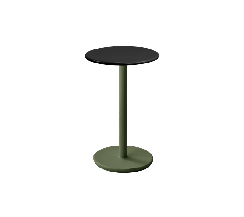 Go café table dia. 45 cm van Cane-line in Dark green, aluminium, Lava grey, semi glossy aluminium – productfoto