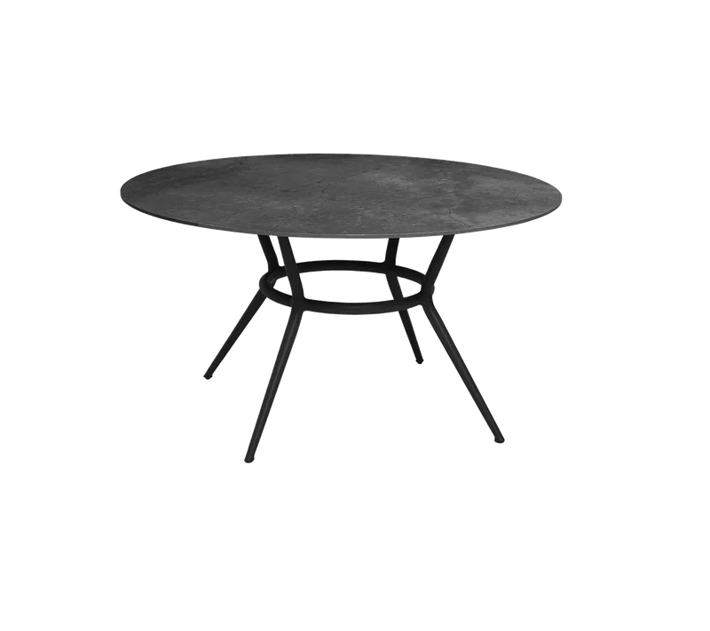 Joy dining table, dia. 144 cm by Cane-line in Lava grey, aluminium, Fossil black, ceramic – product photo