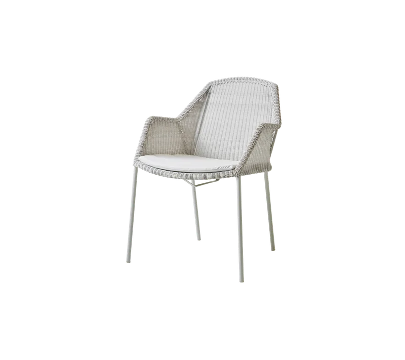 Breeze chair, stackable van Cane-line in White grey, small round Weave, White, Natté – productfoto