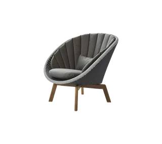 Peacock lounge chair by Cane-line in Grey/light grey, small flat peel Weave w/teak, Taupe, Natté w/QuickDry & Airflow – product photo 2 of 2