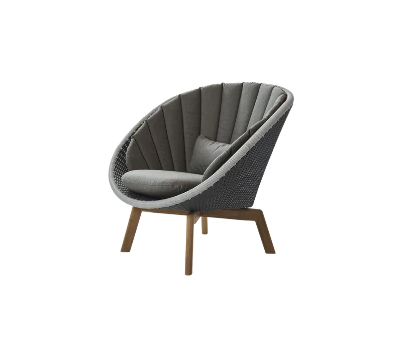 Peacock lounge chair by Cane-line in Grey/light grey, small flat peel Weave w/teak, Taupe, Natté w/QuickDry & Airflow – product photo 2 of 2