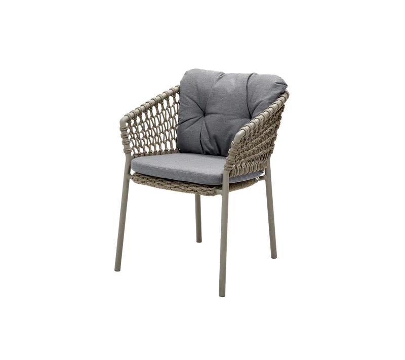 Ocean chair by Cane-line in Taupe, round open Soft Rope, Grey, Natté – product photo