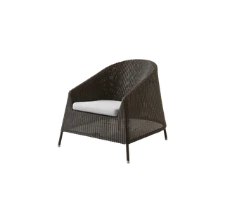 Kingston lounge chair by Cane-line in Mocca, small round Weave, Light grey, Natté w/QuickDry & Airflow – product photo 2 of 2