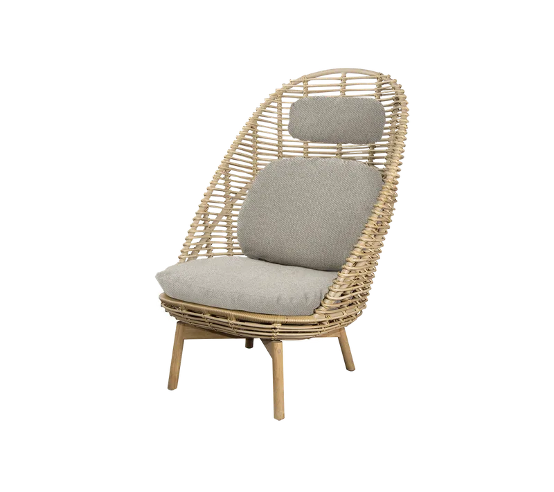 Hive highback chair by Cane-line in Natural, large round sticks Weave w/teak, Desert sand, Rise w/QuickDry & Airflow, Desert sand, Rise w/QuickDry & Airflow – product photo