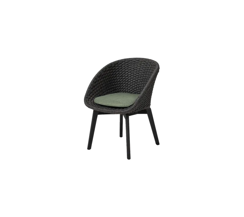 Peacock chair by Cane-line in Dark grey,medium flat Soft Rope w/black teak, Dark green, Link – product photo