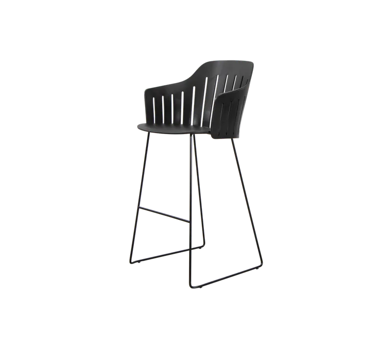 Choice bar chair von Cane-line in Black, polypropylene, up to 98% recycled, Black, galvanized steel w/4legs – Produktfoto 2 von 2