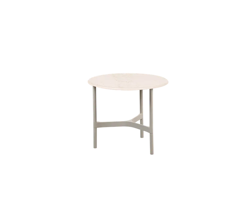 Twist coffee table, small von Cane-line in Sand, Aluminium, Travertine look, Ceramic – Produktfoto