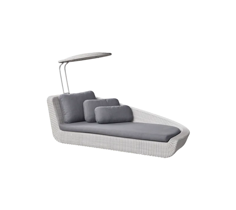 Savannah daybed, left module by Cane-line in White grey, large round Weave, Grey, Natté w/QuickDry & Airflow – product photo