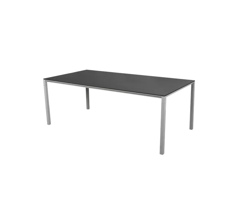 Pure dining table, 200x100 cm de Cane-line en Light grey, aluminium, Black, linoleum – photo du produit
