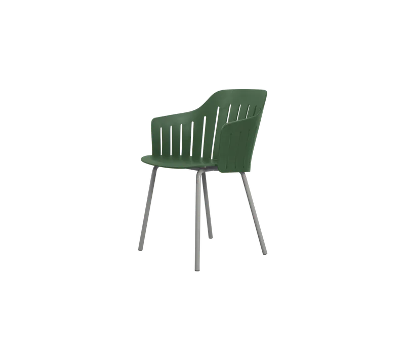 Choice chair with 4 legs de Cane-line en Dark green, polypropylene, up to 98% recycled, Taupe, steel, indoor – photo du produit
