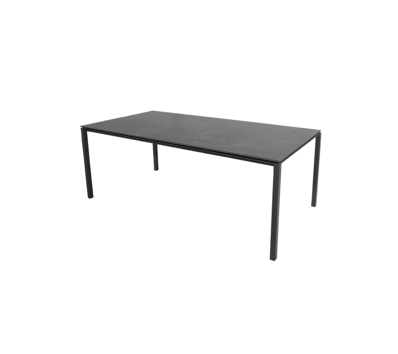 Pure dining table, 200x100 cm van Cane-line in Lava grey, aluminium, Fossil black, ceramic – productfoto