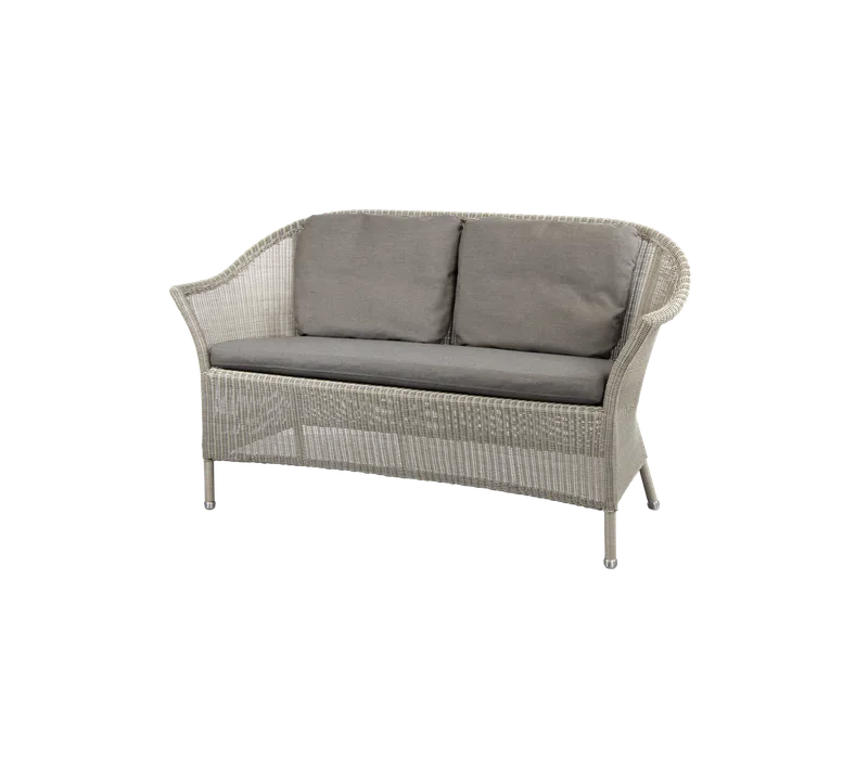 Lansing 2-seater sofa by Cane-line in Taupe, small round Weave, Taupe, Natté, Taupe, Natté w/2 cushions – product photo