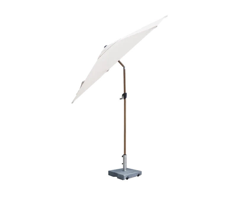 Sunshade parasol w/tilt, dia. 3 m de Cane-line en Aluminium w/Dusty white fabric and wood look parasol pole, Matt grey, granite – photo du produit