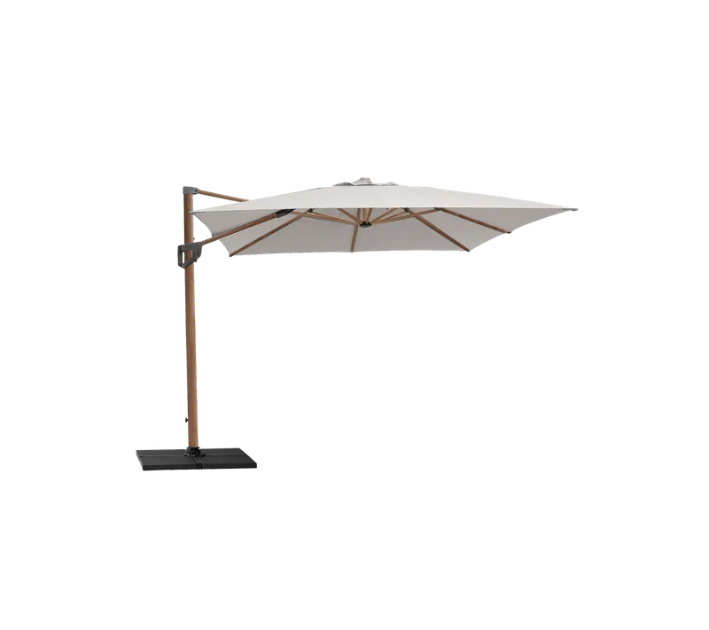 Hyde luxe tilt parasol, 3x3 m by Cane-line in Aluminium w/Dusty white fabric and wood look parasol pole, Grey, concrete – product photo