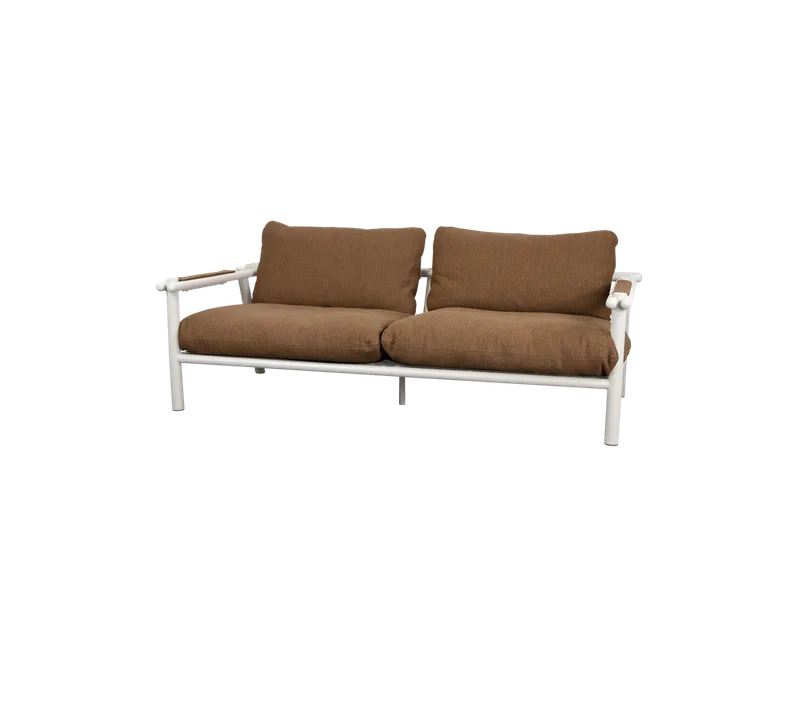 Sticks 2-seater sofa by Cane-line in Sand, Aluminium, Umber brown, Rise w/QuickDry & Airflow – product photo