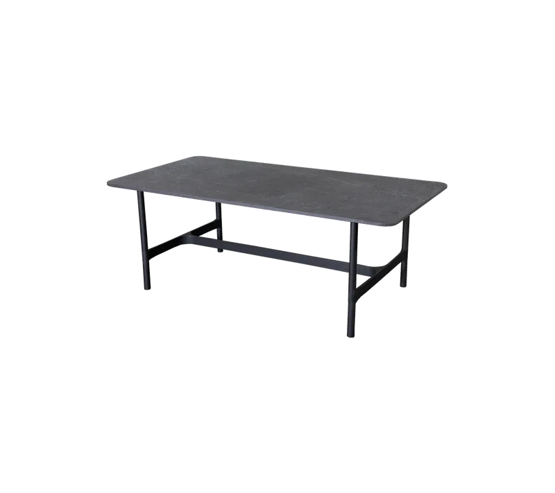 Twist coffee table, rectangular by Cane-line in Lava grey, aluminium, Fossil black, ceramic w/rounded corners – product photo