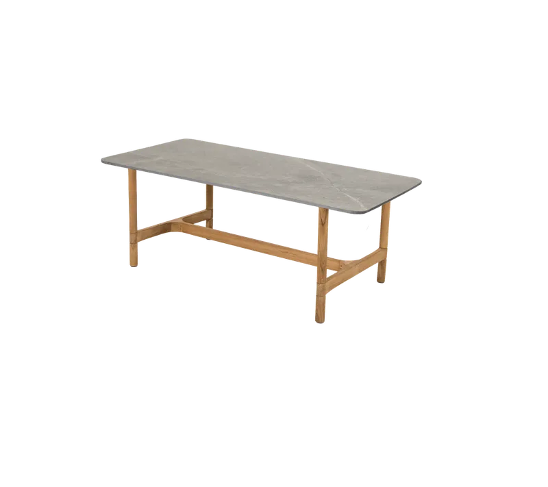 Twist coffee table, rectangular van Cane-line in Teak, Taupe, Ceramic w/rounded corners – productfoto