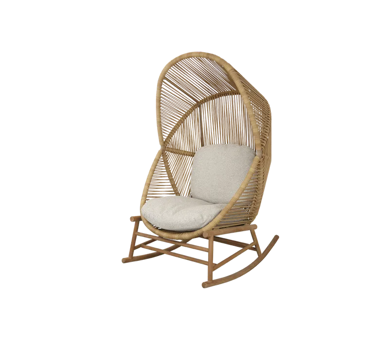 Hive rocking chair by Cane-line in Natural, small round core Weave, Teak, Desert sand, Rise w/QuickDry & Airflow – product photo