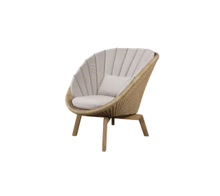 Peacock lounge chair de Cane-line en Natural, large flat peel Weave w/teak, Sand, Natté w/QuickDry & Airflow – photo du produit 2 sur 2