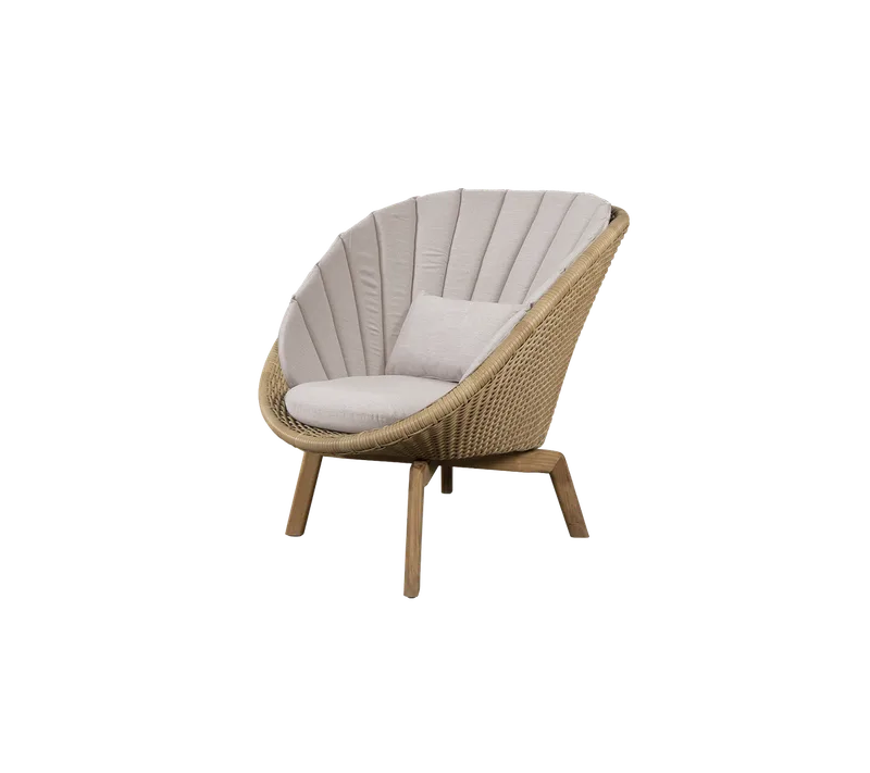 Peacock lounge chair de Cane-line en Natural, large flat peel Weave w/teak, Sand, Natté w/QuickDry & Airflow – photo du produit 2 sur 2
