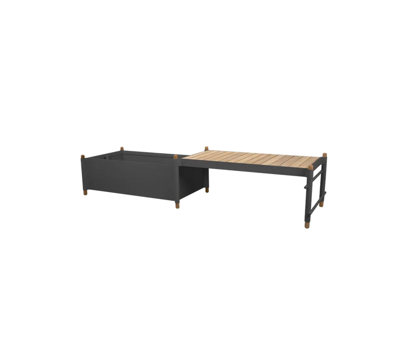 Sticks bench w/planter von Cane-line in Teak w/lava grey aluminium – Produktfoto