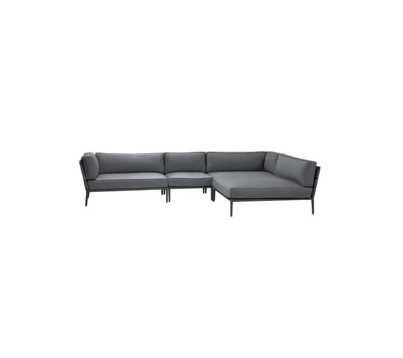 Conic modular corner sofa with daybed by Cane-line in Grey, AirTouch w/QuickDry & Airflow – product photo
