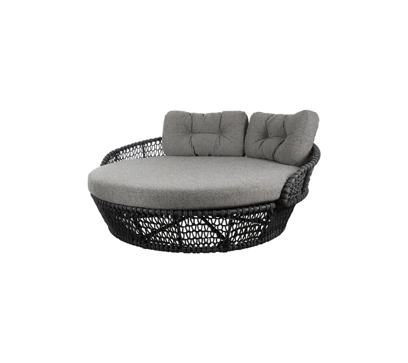 Ocean large daybed by Cane-line in Dark grey, round open Soft Rope, Dark grey, Wove w/QuickDry & Airflow – product photo