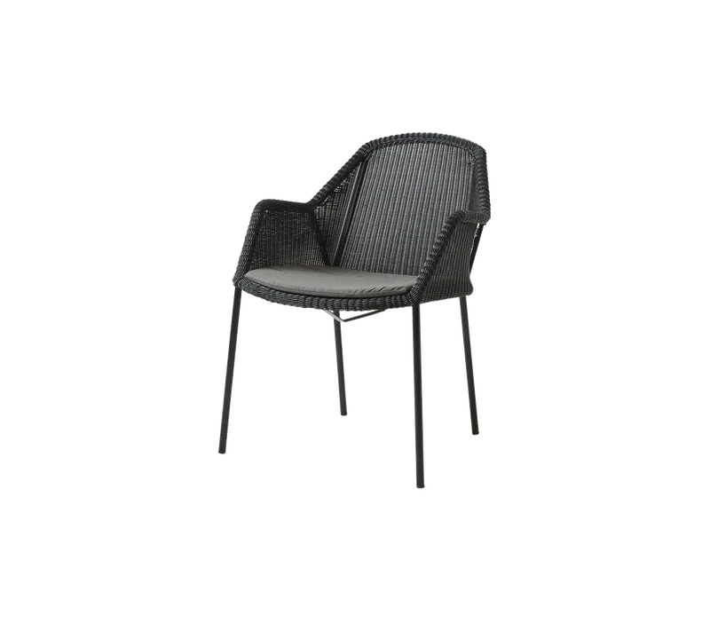 Breeze chair, stackable van Cane-line in Black, small round Weave, Taupe, Natté – productfoto