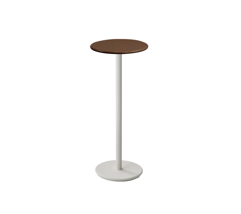 Go bar table dia. 45 cm van Cane-line in Sand, Aluminium, Desert red, semi glossy aluminium – productfoto
