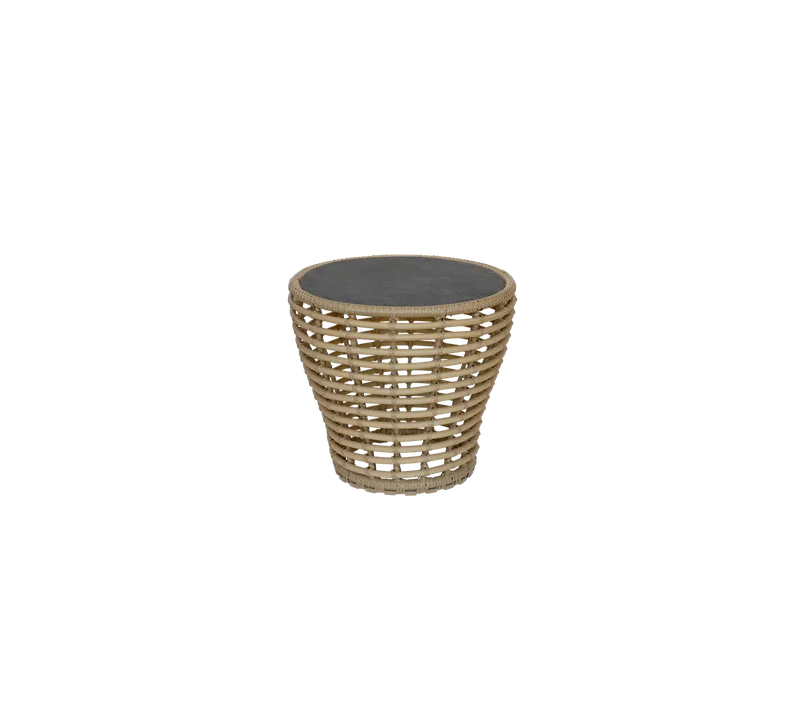 Basket coffee table, small by Cane-line in Natural, braid Weave, Fossil black, ceramic – product photo