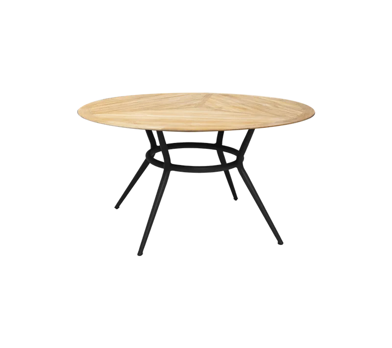 Joy dining table, dia. 120 cm von Cane-line in Lava grey, aluminium, Teak, geometric – Produktfoto