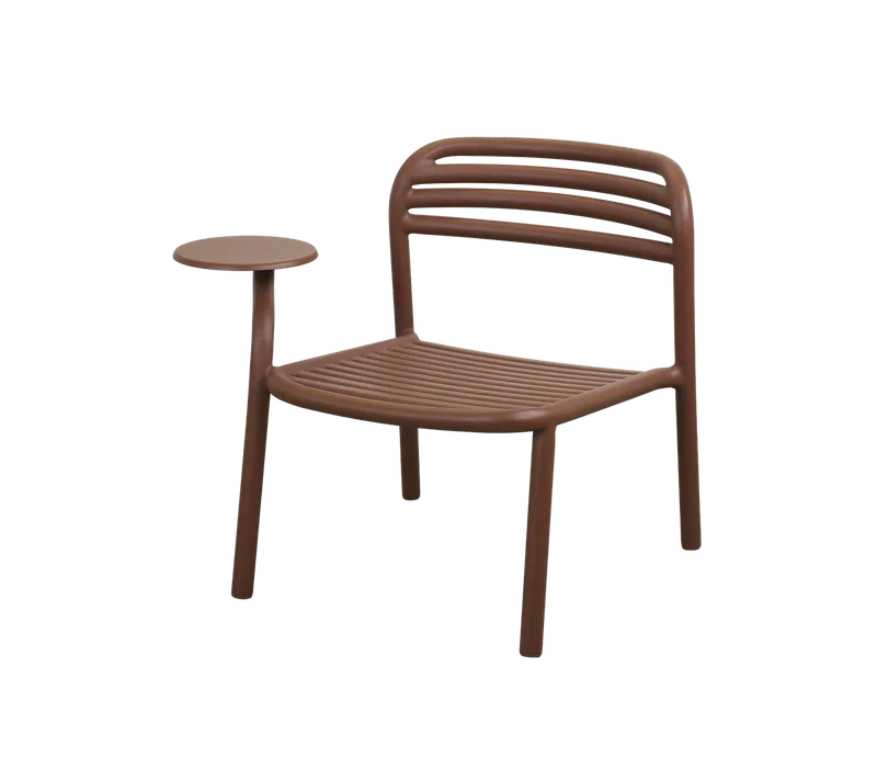 Bliss lounge chair w/sidetable right von Cane-line in Desert red, aluminium, Ohne – Produktfoto