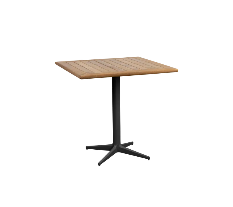 Drop café table 72x72 cm by Cane-line in Lava grey, aluminium, Teak w/rounded corners – product photo