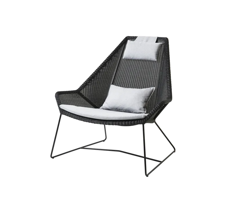Breeze highback chair by Cane-line in Black, small round Weave, Light grey, Natté – product photo