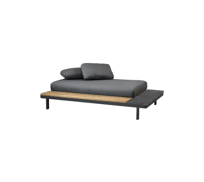 Space 2-seater module sofa van Cane-line in Grey, AirTouch w/QuickDry & Airflow, Teak, Fossil black, ceramic – productfoto