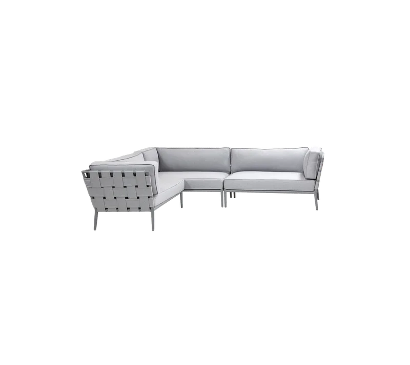 Conic modular corner sofa by Cane-line in Light grey, AirTouch w/QuickDry & Airflow – product photo
