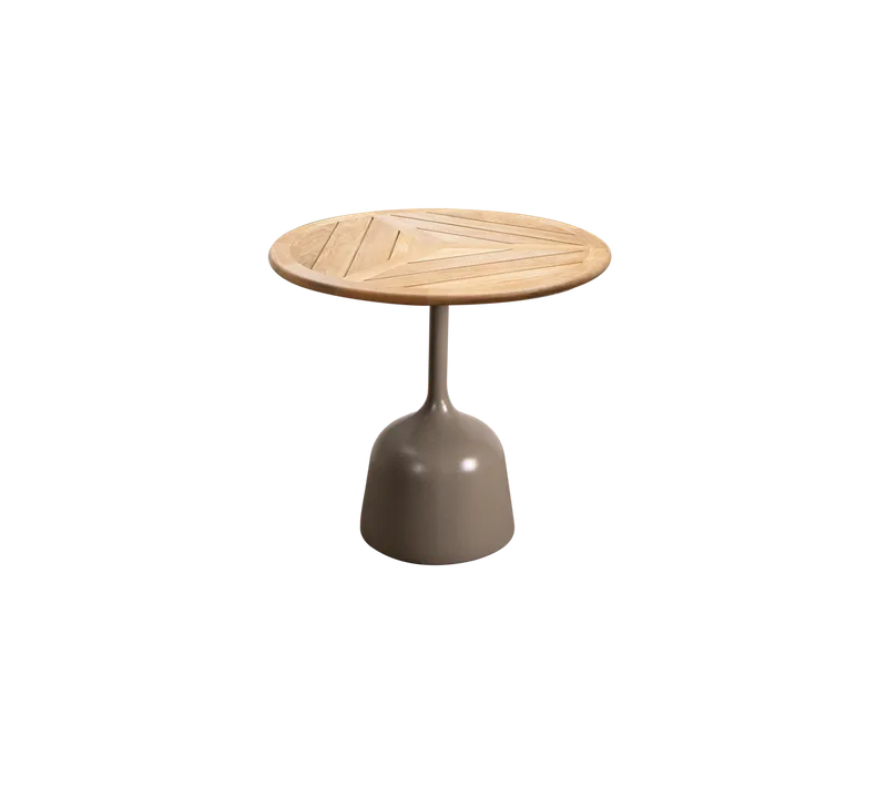 Glaze coffee table, small by Cane-line in Taupe, semi glossy aluminium, Teak, geometric 60 cm – product photo