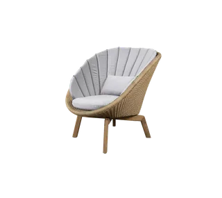 Peacock lounge chair by Cane-line in Natural, large flat peel Weave w/teak, Light grey, Natté w/QuickDry & Airflow – product photo 2 of 2