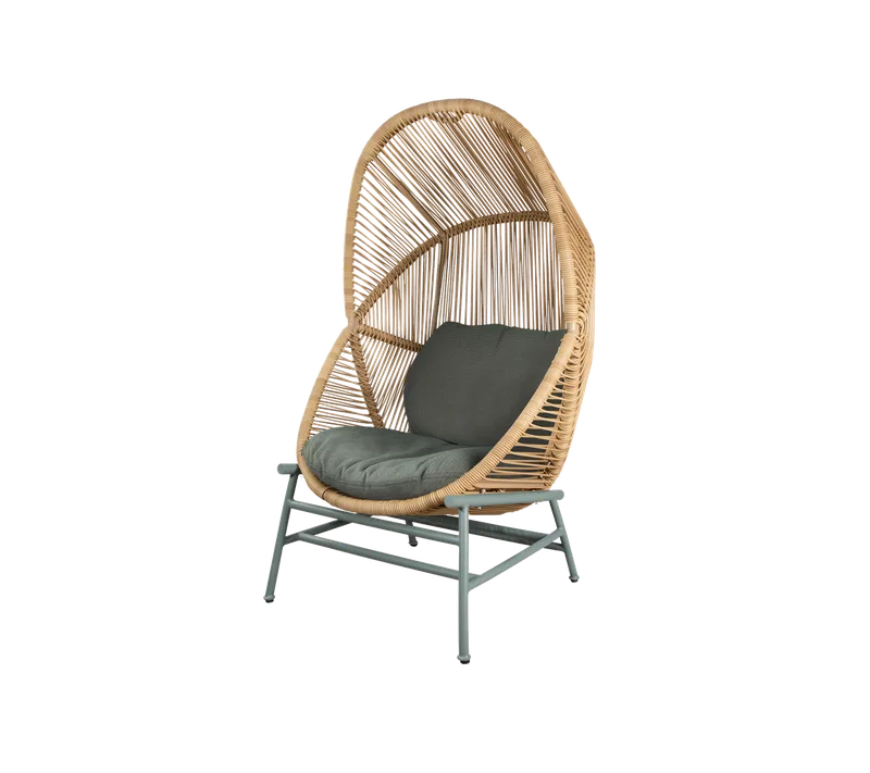 Hive chair von Cane-line in Natural, small round core Weave, Dusty green, aluminium, Light green, Link w/QuickDry & Airflow – Produktfoto