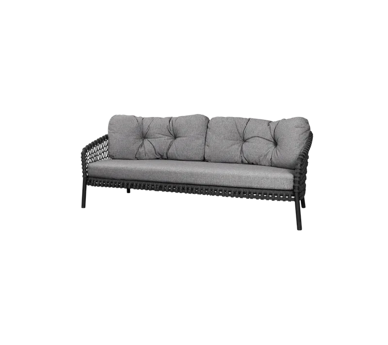 Ocean large 3-seater sofa von Cane-line in Dark grey, round open Soft Rope, Dark grey, Wove w/QuickDry & Airflow – Produktfoto