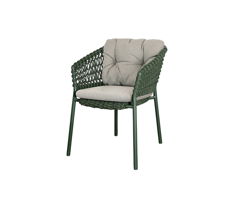 Ocean chair by Cane-line in Dark green, round open Soft Rope, Light brown, Rise – product photo