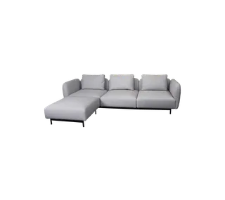 Aura 3-seater sofa w/chaise lounge van Cane-line in Light grey, Essence – productfoto 2 van 2