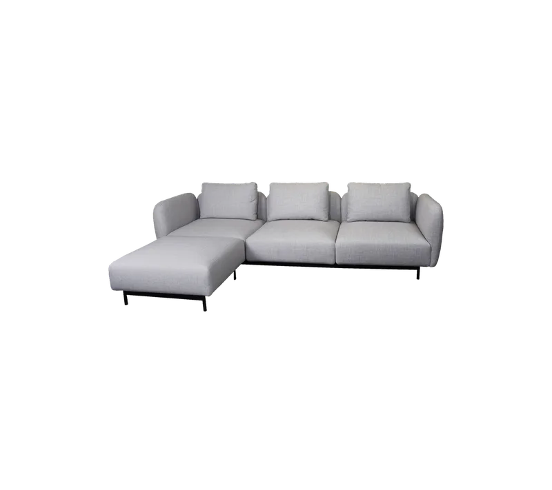 Aura 3-seater sofa w/chaise lounge van Cane-line in Light grey, Essence – productfoto 2 van 2