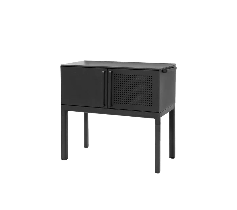 Drop kitchen single module inkl. 2 shelves by Cane-line in Lava grey, aluminium, Fossil black, ceramic, None – product photo