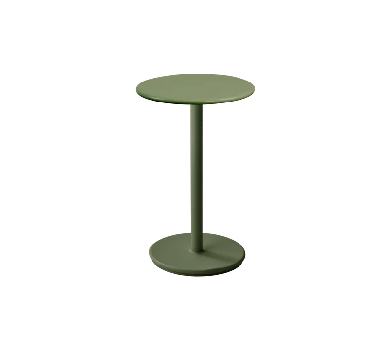 Go café table dia. 45 cm van Cane-line in Dark green, aluminium, Olive green, semi glossy aluminium – productfoto