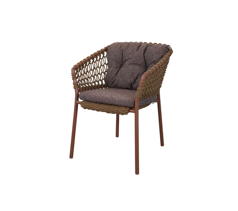 Ocean chair by Cane-line in Umber brown, round open Soft Rope, Dark bordeaux, Wove – product photo